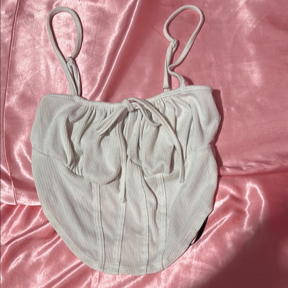 White Ruched Bustier Camisole